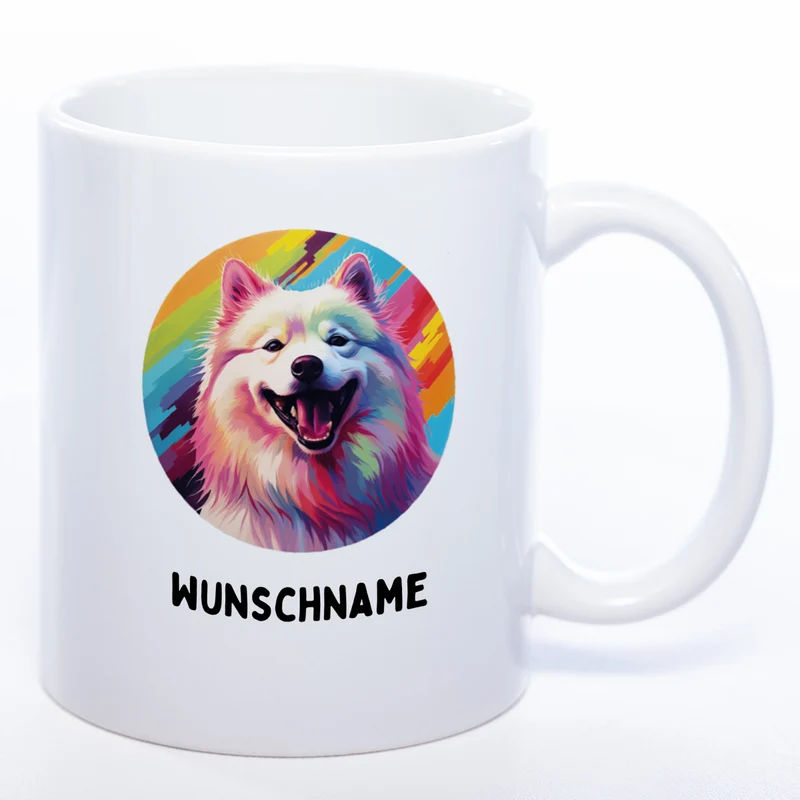 Mug Art Tasse mit Samoyede Motiv 4 wahlweise mit NAME - Kaffeetasse StickyWorld Exclusive