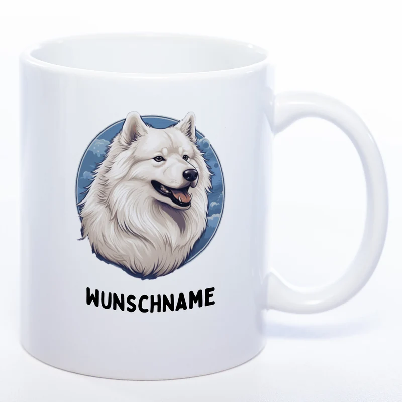 Kaffeetasse mit Samoyede Motiv 3 wahlweise mit NAME - StickyWorld Exclusive