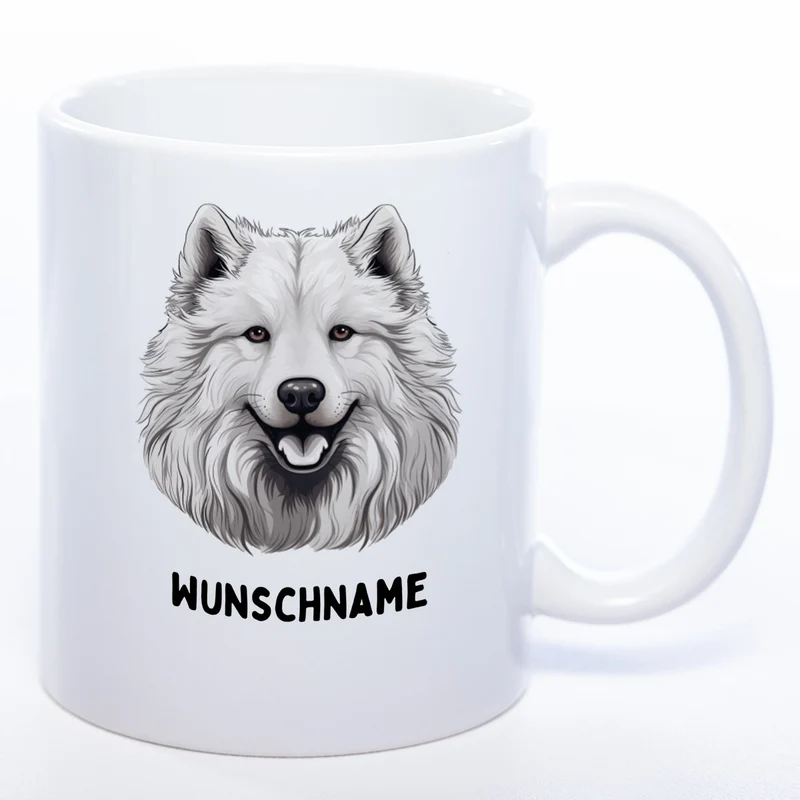 Kaffeetasse mit Samoyede Motiv wahlweise mit NAME - StickyWorld Exclusive