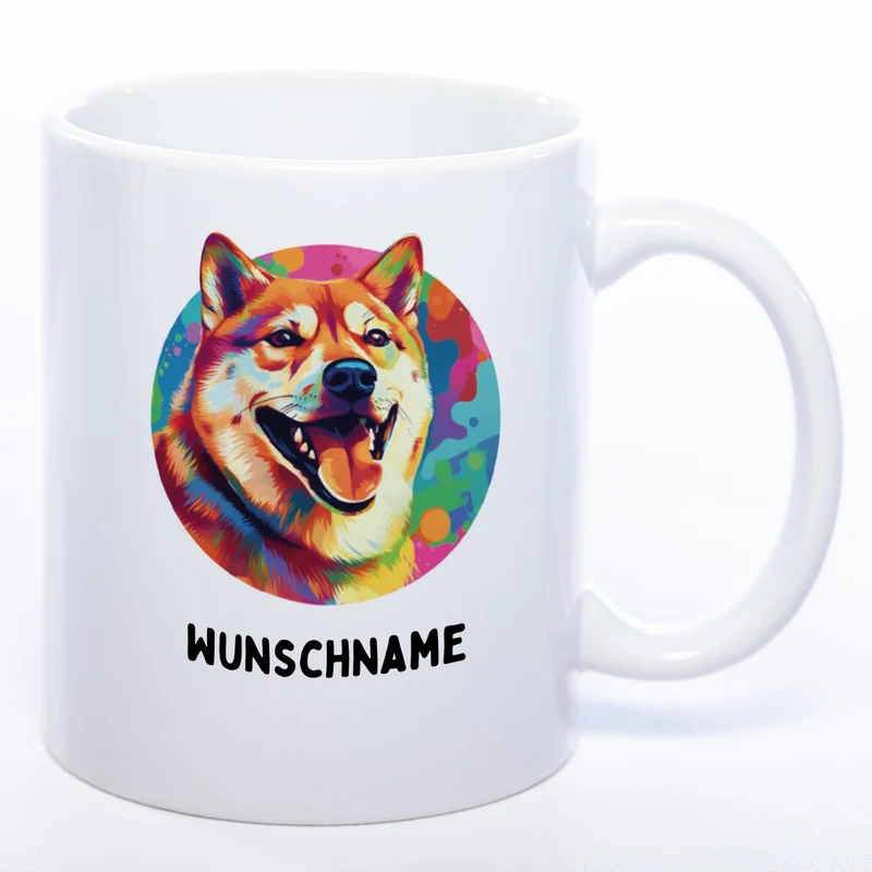Mug Art Tasse mit Shiba Inu Motiv wahlweise mit NAME - Kaffeetasse StickyWorld Exclusive