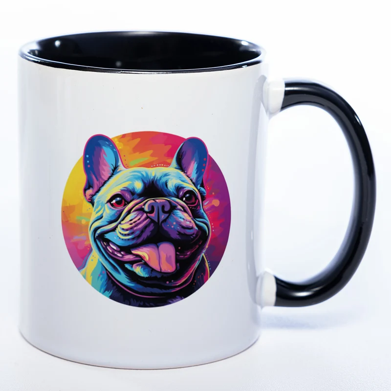 Mug Art Tasse mit Französische Bulldogge Motiv & wahlweise mit NAMEN - Kaffeetasse StickyWorld Exclusive