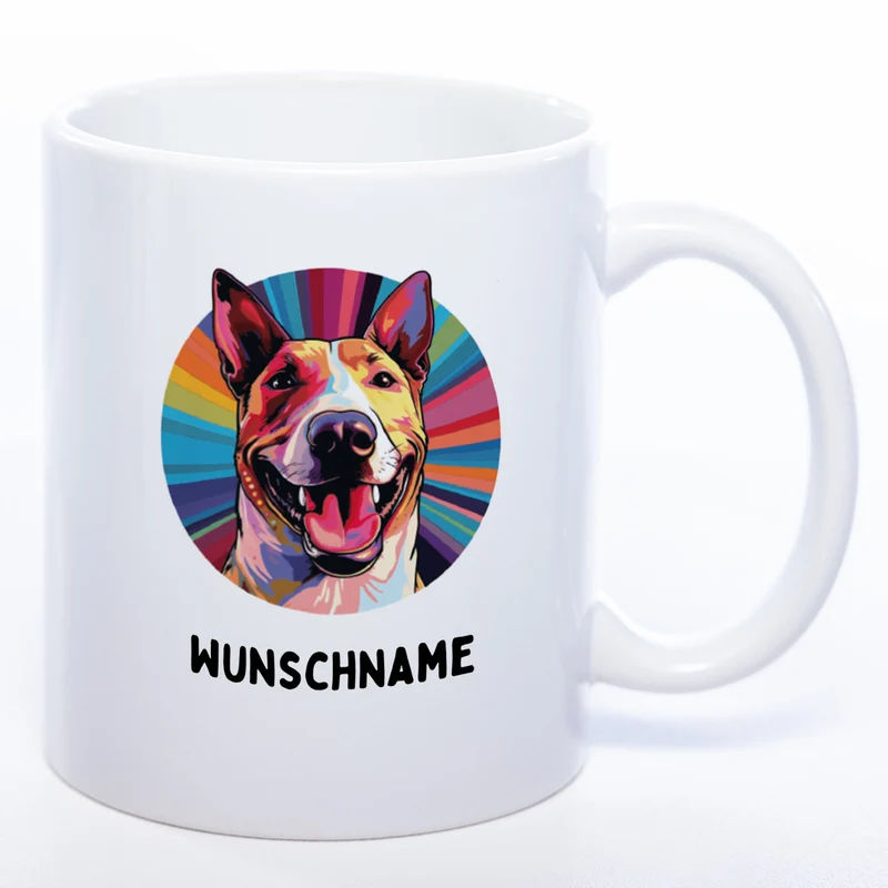 Mug Art Tasse mit Bullterrier Motiv & wahlweise mit NAMEN- Kaffeetasse StickyWorld Exclusive