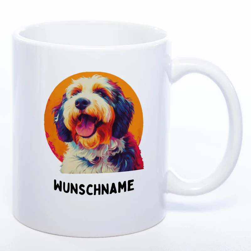 Mug Art Tasse mit Bobtail Motiv 2 & wahlweise mit NAMEN - Kaffeetasse StickyWorld Exclusive