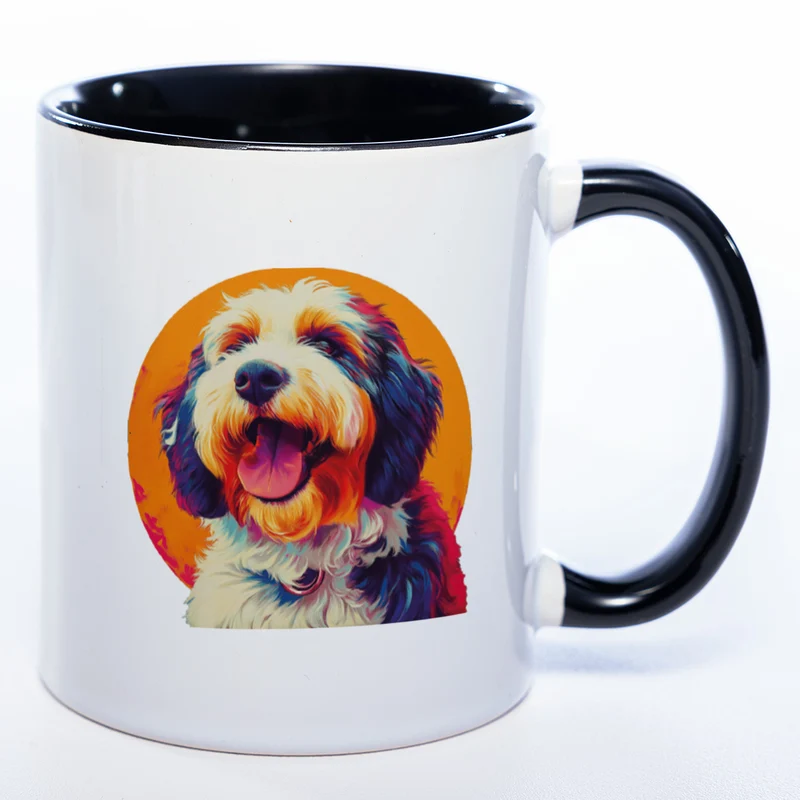 Mug Art Tasse mit Bobtail Motiv 2 & wahlweise mit NAMEN - Kaffeetasse StickyWorld Exclusive