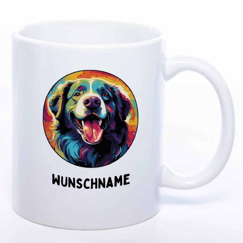 Mug Art Tasse mit Landseer Motiv 4 wahlweise mit NAME - Kaffeetasse StickyWorld Exclusive