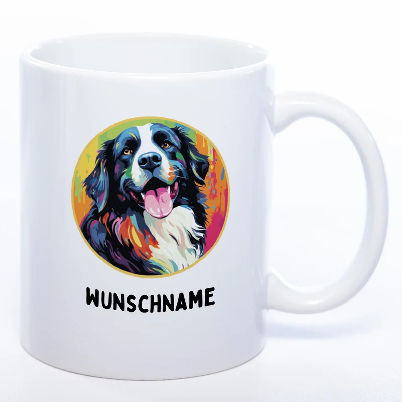 Mug Art Tasse mit Landseer Motiv 3 wahlweise mit NAME - Kaffeetasse StickyWorld Exclusive