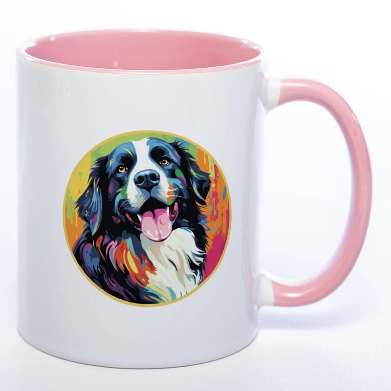 Mug Art Tasse mit Landseer Motiv 3 wahlweise mit NAME - Kaffeetasse StickyWorld Exclusive