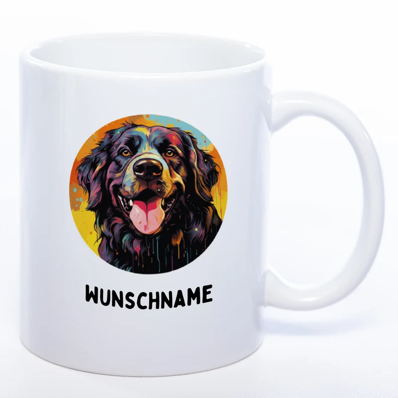 Mug Art Tasse mit Landseer Motiv 2 wahlweise mit NAME - Kaffeetasse StickyWorld Exclusive