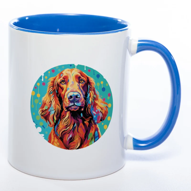 Mug Art Tasse mit Irish Setter Motiv 3 wahlweise mit NAME - Kaffeetasse StickyWorld Exclusive
