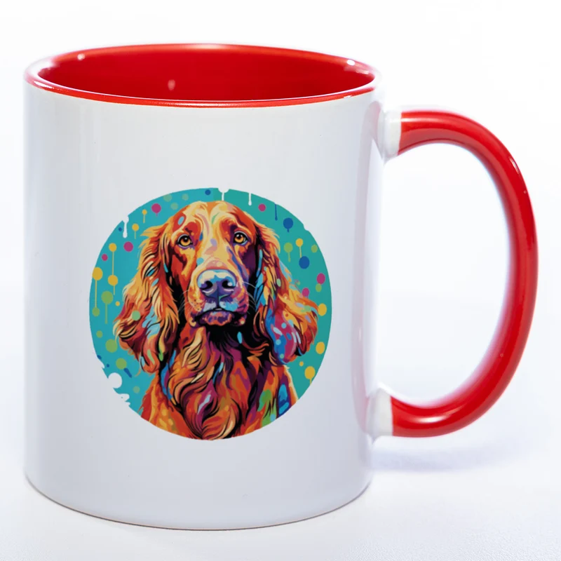 Mug Art Tasse mit Irish Setter Motiv 3 wahlweise mit NAME - Kaffeetasse StickyWorld Exclusive