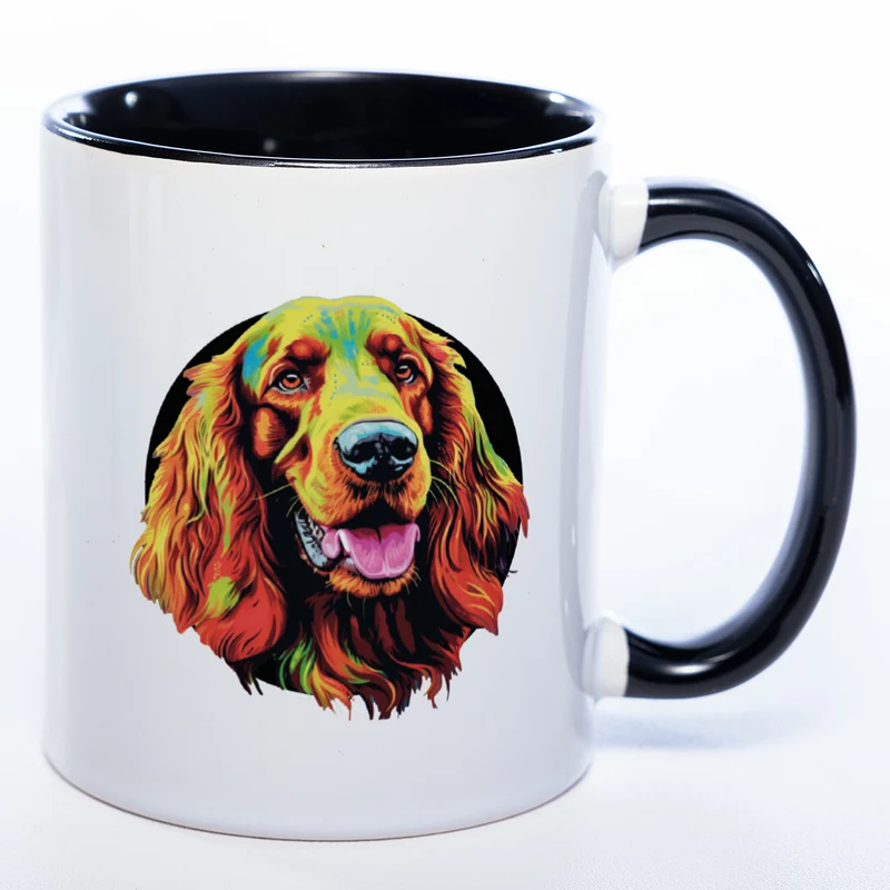 Mug Art Tasse mit Irish Setter Motiv 2 wahlweise mit NAME - Kaffeetasse StickyWorld Exclusive