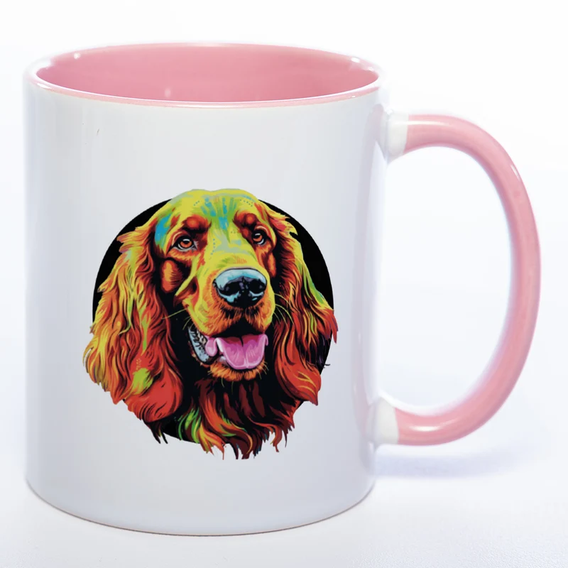 Mug Art Tasse mit Irish Setter Motiv 2 wahlweise mit NAME - Kaffeetasse StickyWorld Exclusive