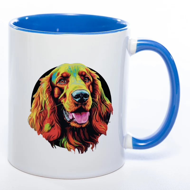 Mug Art Tasse mit Irish Setter Motiv 2 wahlweise mit NAME - Kaffeetasse StickyWorld Exclusive