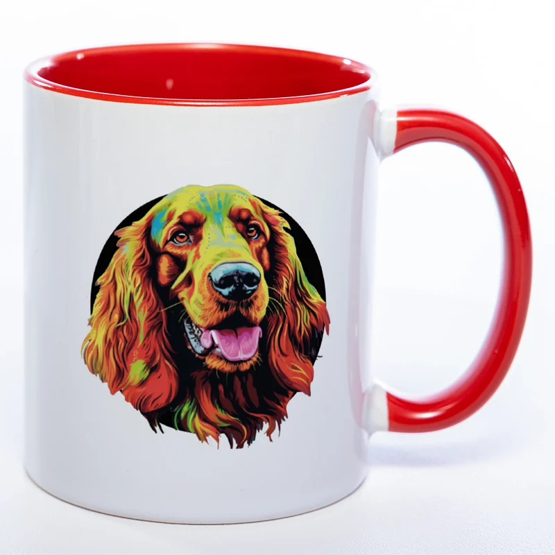 Mug Art Tasse mit Irish Setter Motiv 2 wahlweise mit NAME - Kaffeetasse StickyWorld Exclusive