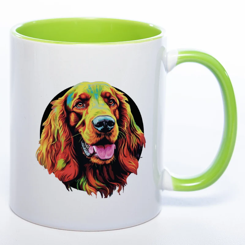 Mug Art Tasse mit Irish Setter Motiv 2 wahlweise mit NAME - Kaffeetasse StickyWorld Exclusive