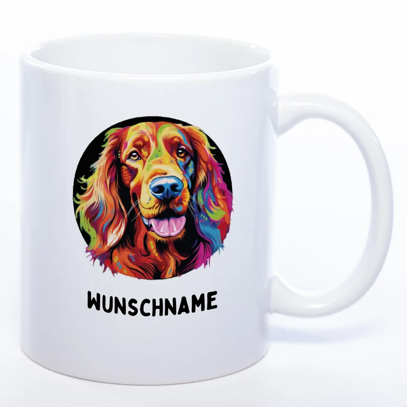 Mug Art Tasse mit Irish Setter Motiv wahlweise mit NAME - Kaffeetasse StickyWorld Exclusive