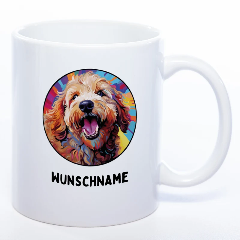 Mug Art Tasse mit Goldendoodle Motiv wahlweise mit NAME - Kaffeetasse StickyWorld Exclusive