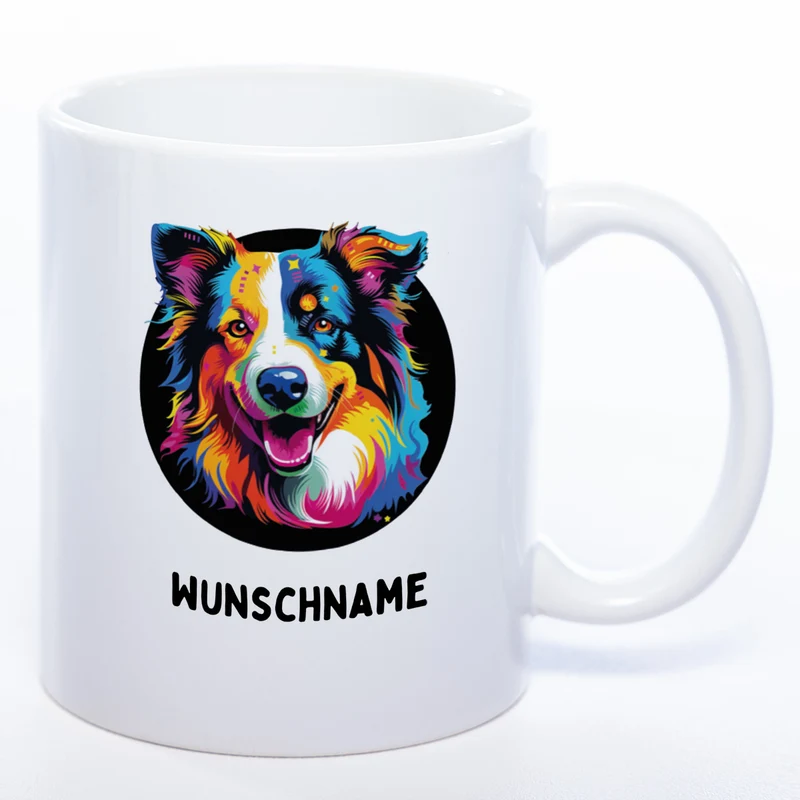 Mug Art Tasse mit Border Collie Motiv 3 & wahlweise mit NAMEN - Kaffeetasse StickyWorld Exclusive
