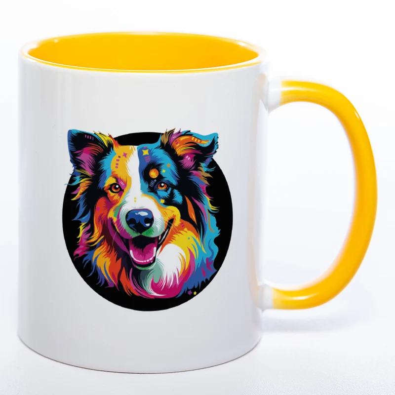 Mug Art Tasse mit Border Collie Motiv 3 & wahlweise mit NAMEN - Kaffeetasse StickyWorld Exclusive