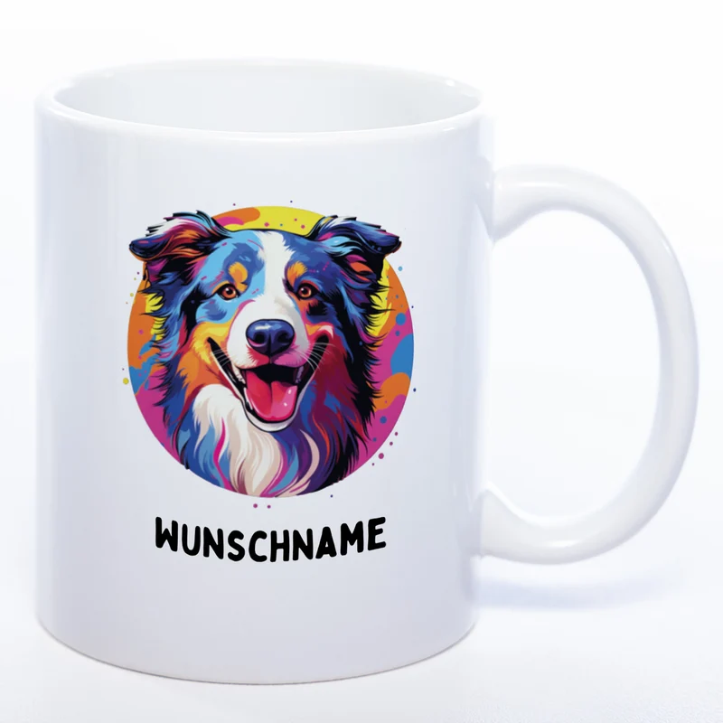 Mug Art Tasse mit Border Collie Motiv 2 & wahlweise mit NAMEN - Kaffeetasse StickyWorld Exclusive