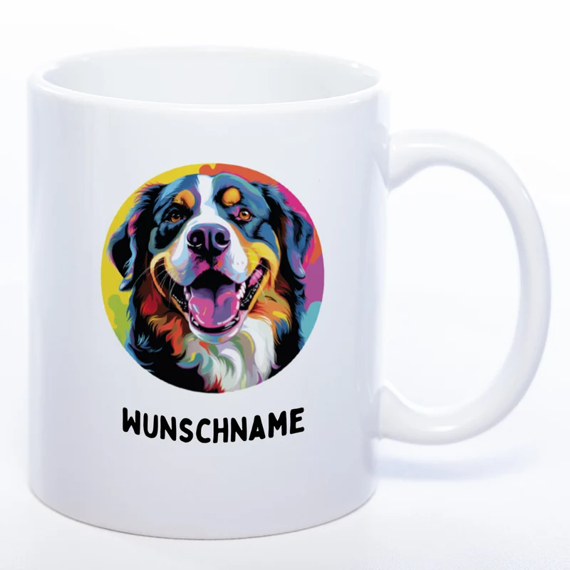 Mug Art Tasse mit Berner Sennenhund Motiv 2 & wahlweise mit Namen - Kaffeetasse StickyWorld Exclusive