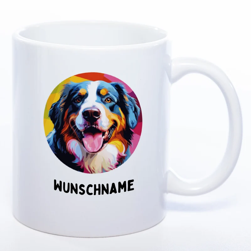 Mug Art Tasse mit Berner Sennenhund Motiv & wahlweise mit Namen - Kaffeetasse StickyWorld Exclusive