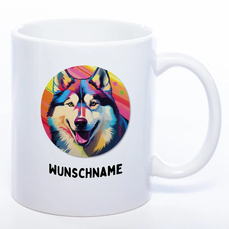 Mug Art Tasse mit Husky Motiv 3 wahlweise mit NAME - Kaffeetasse StickyWorld Exclusive