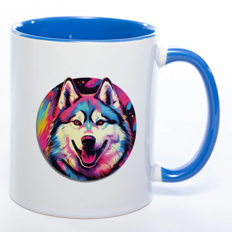 Mug Art Tasse mit Husky Motiv 4 wahlweise mit NAME - Kaffeetasse StickyWorld Exclusive