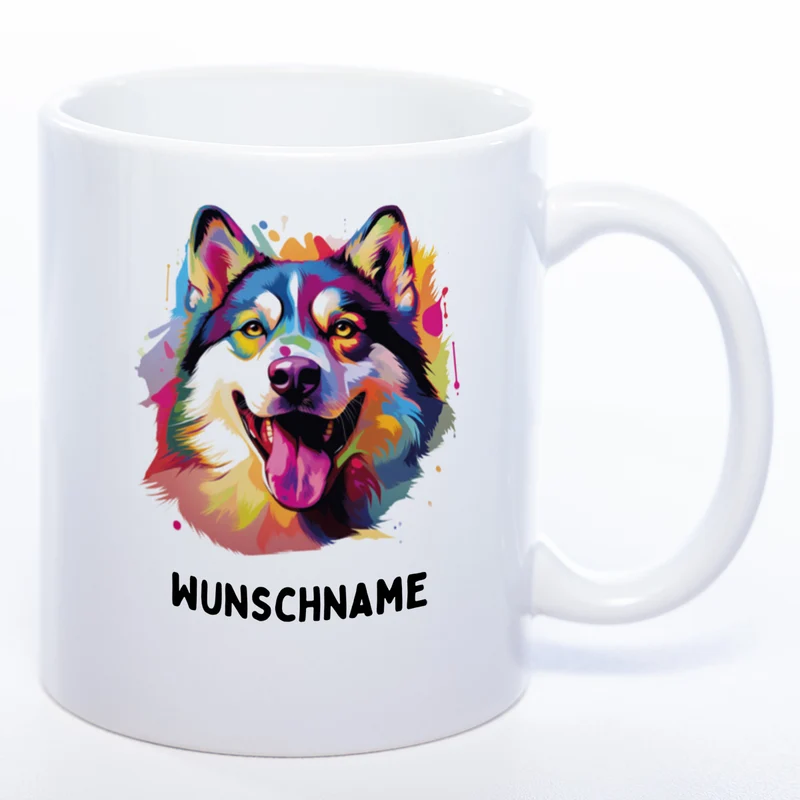Mug Art Tasse mit Husky wahlweise mit NAME - Kaffeetasse StickyWorld Exclusive