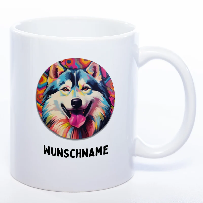 Mug Art Tasse mit Malamute Motiv 3 wahlweise mit NAME - Kaffeetasse StickyWorld Exclusive