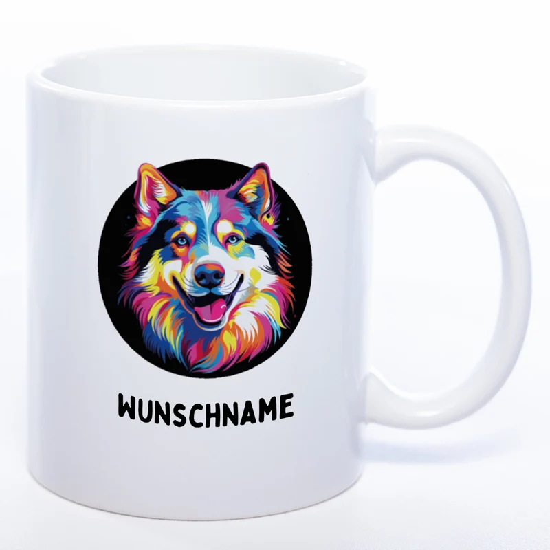 Mug Art Tasse mit Malamute Motiv 2 wahlweise mit NAME - Kaffeetasse StickyWorld Exclusive
