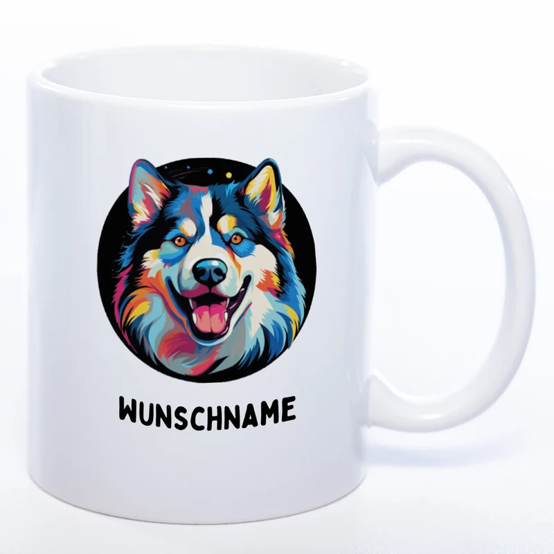 Mug Art Tasse mit Malamute wahlweise mit NAME - Kaffeetasse StickyWorld Exclusive