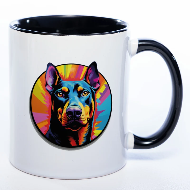 Mug Art Tasse mit Dobermann wahlweise mit NAME - Kaffeetasse StickyWorld Exclusive
