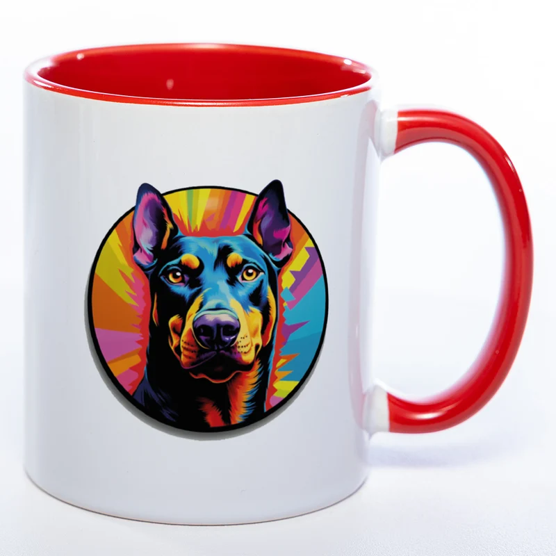 Mug Art Tasse mit Dobermann wahlweise mit NAME - Kaffeetasse StickyWorld Exclusive