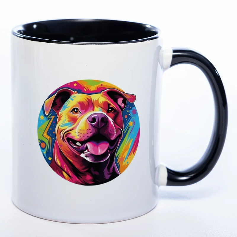 Mug Art Tasse mit Pitbull Motiv 3 wahlweise mit NAME- Kaffeetasse StickyWorld Exclusive