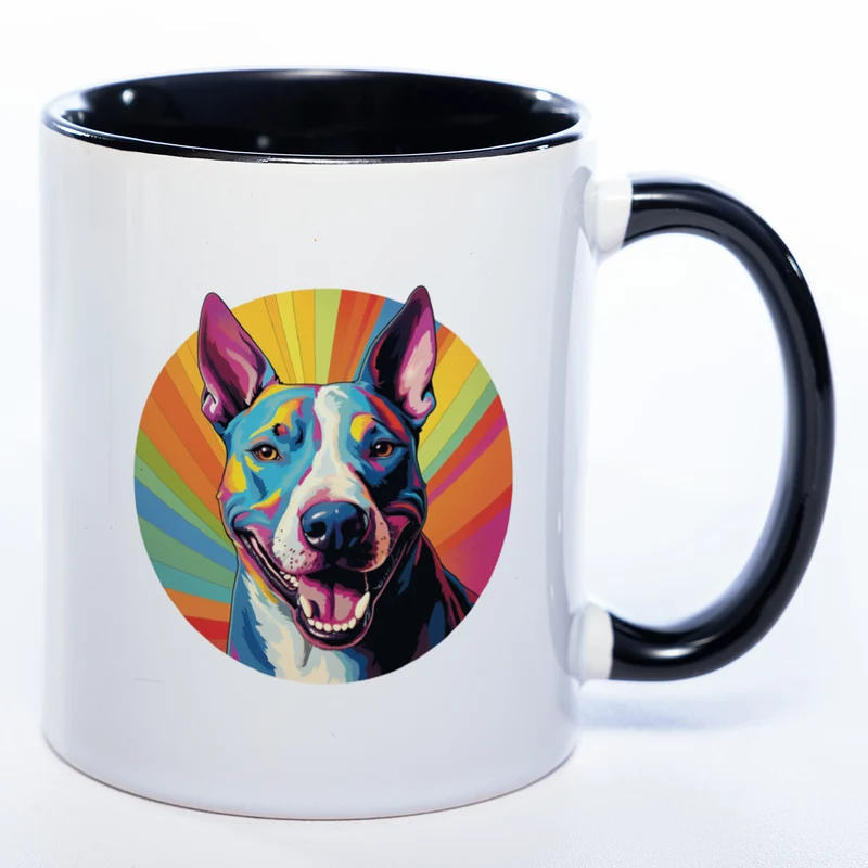Mug Art Tasse mit Bullterrier Motiv 4 wahlweise mit NAME - Kaffeetasse StickyWorld Exclusive