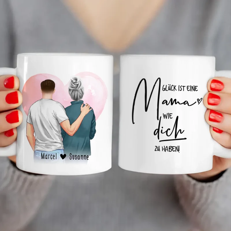 Personalisierte Tasse - Mutter/Mama + Sohn (stehend)