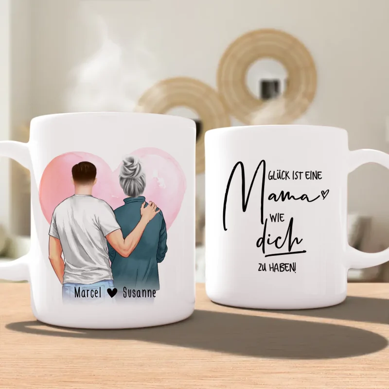Personalisierte Tasse - Mutter/Mama + Sohn (stehend)