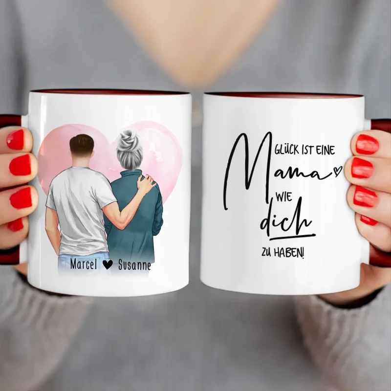 Personalisierte Tasse - Mutter/Mama + Sohn (stehend)
