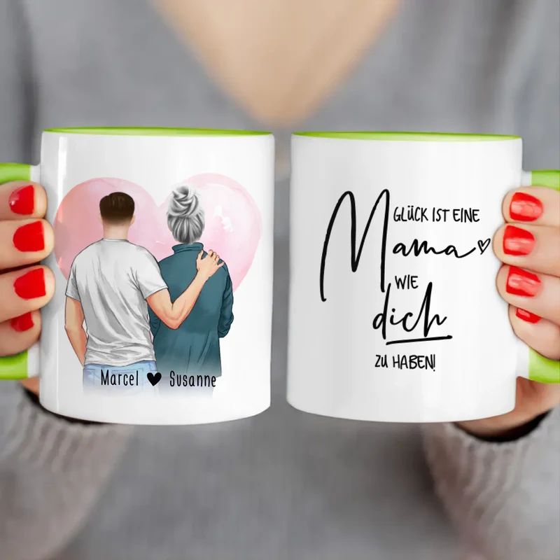 Personalisierte Tasse - Mutter/Mama + Sohn (stehend)