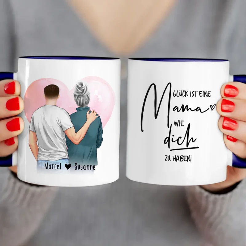 Personalisierte Tasse - Mutter/Mama + Sohn (stehend)