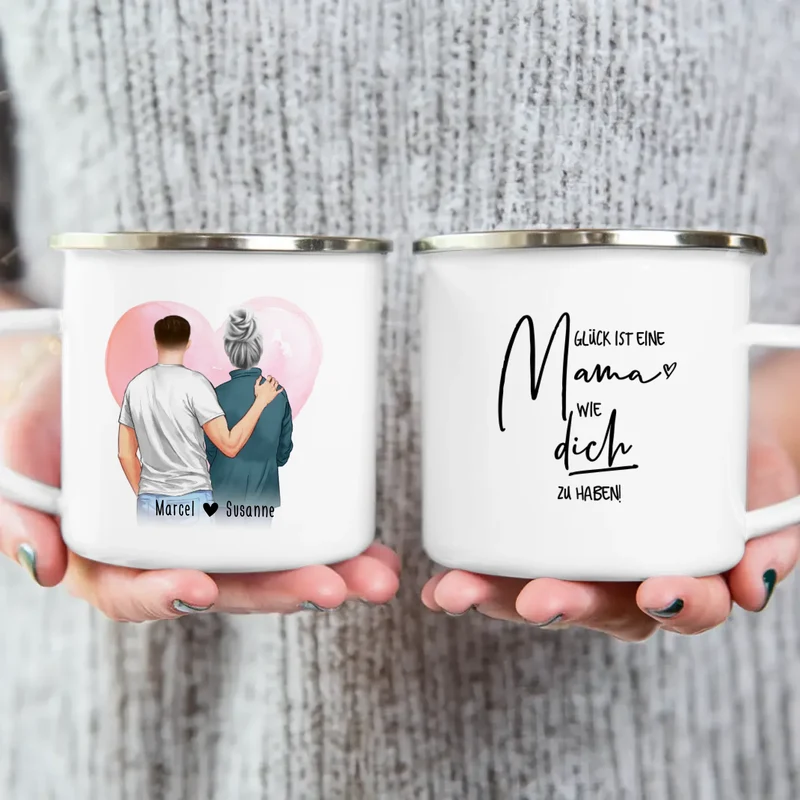 Personalisierte Tasse - Mutter/Mama + Sohn (stehend)