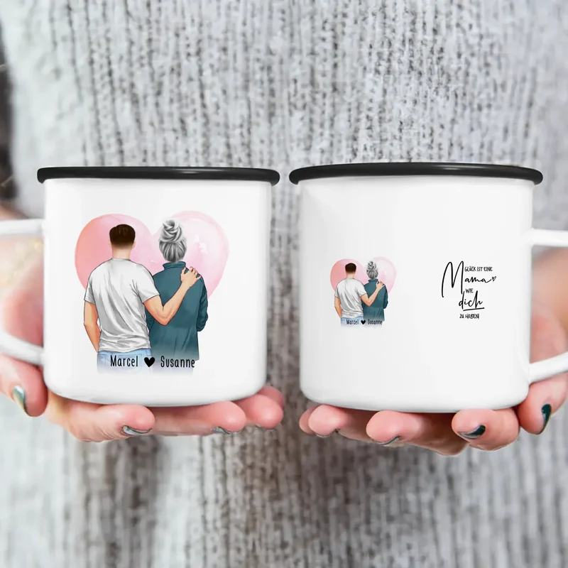 Personalisierte Tasse - Mutter/Mama + Sohn (stehend)
