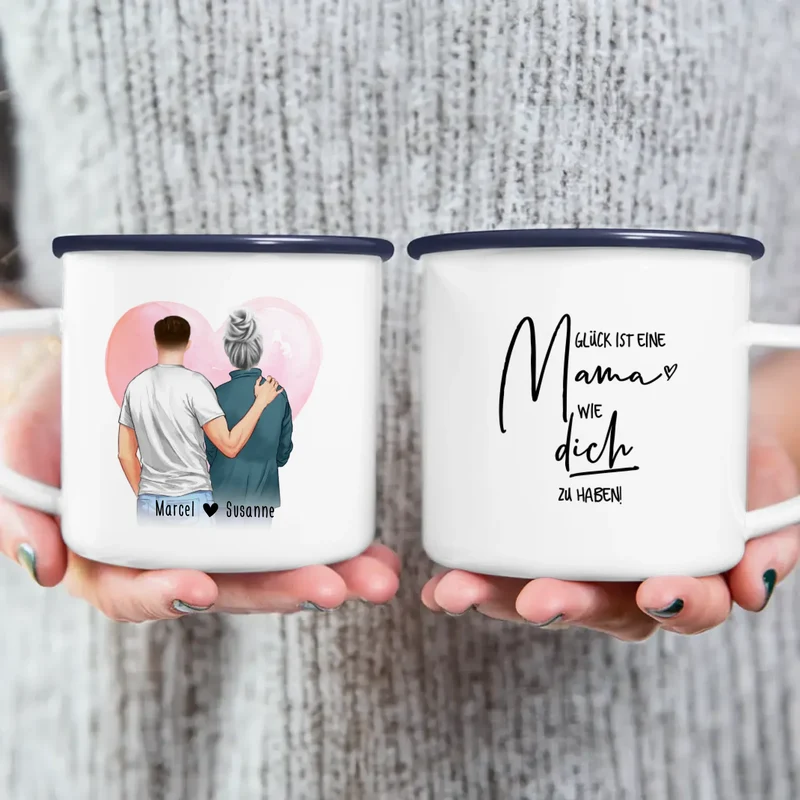 Personalisierte Tasse - Mutter/Mama + Sohn (stehend)