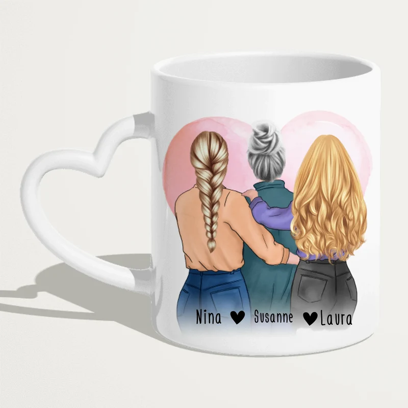 Personalisierte Tasse - Mutter/Mama + 2 Töchter (stehend)