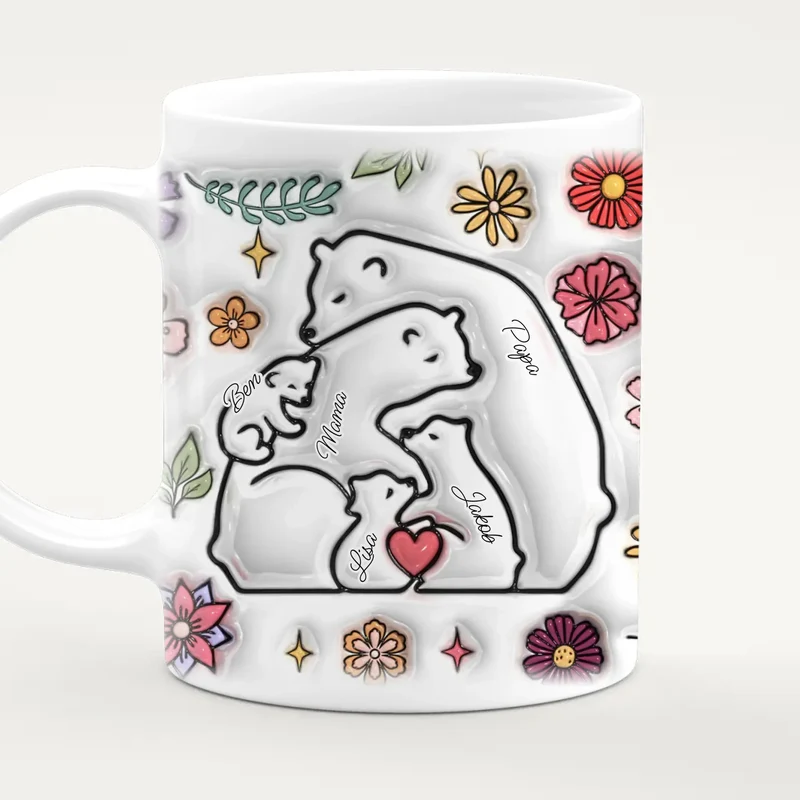 Personalisierte Tasse - Bärenfamilie mit 1-7 Kindern