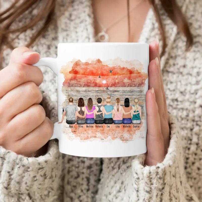 Personalisierte Tasse Kollegen (7 Frauen + 1 Mann) - Abschiedsgeschenk