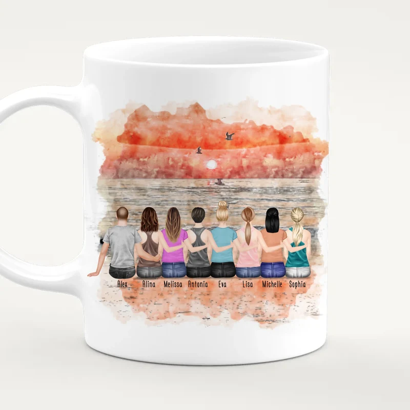 Personalisierte Tasse Kollegen (7 Frauen + 1 Mann) - Abschiedsgeschenk
