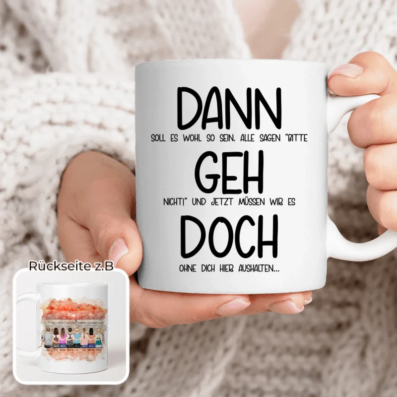 Personalisierte Tasse Kollegen (7 Frauen + 1 Mann) - Abschiedsgeschenk