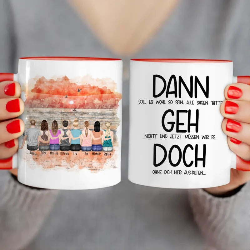 Personalisierte Tasse Kollegen (7 Frauen + 1 Mann) - Abschiedsgeschenk